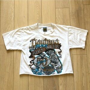 Vintage Harley Davidson Daytona Beach Bike Week Cropped T Shirt 3D Emblem